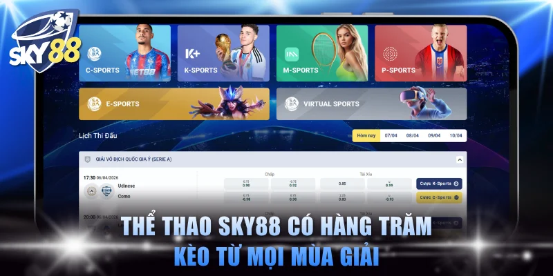 Thể thao SKY88 có hàng trăm kèo từ mọi mùa giải